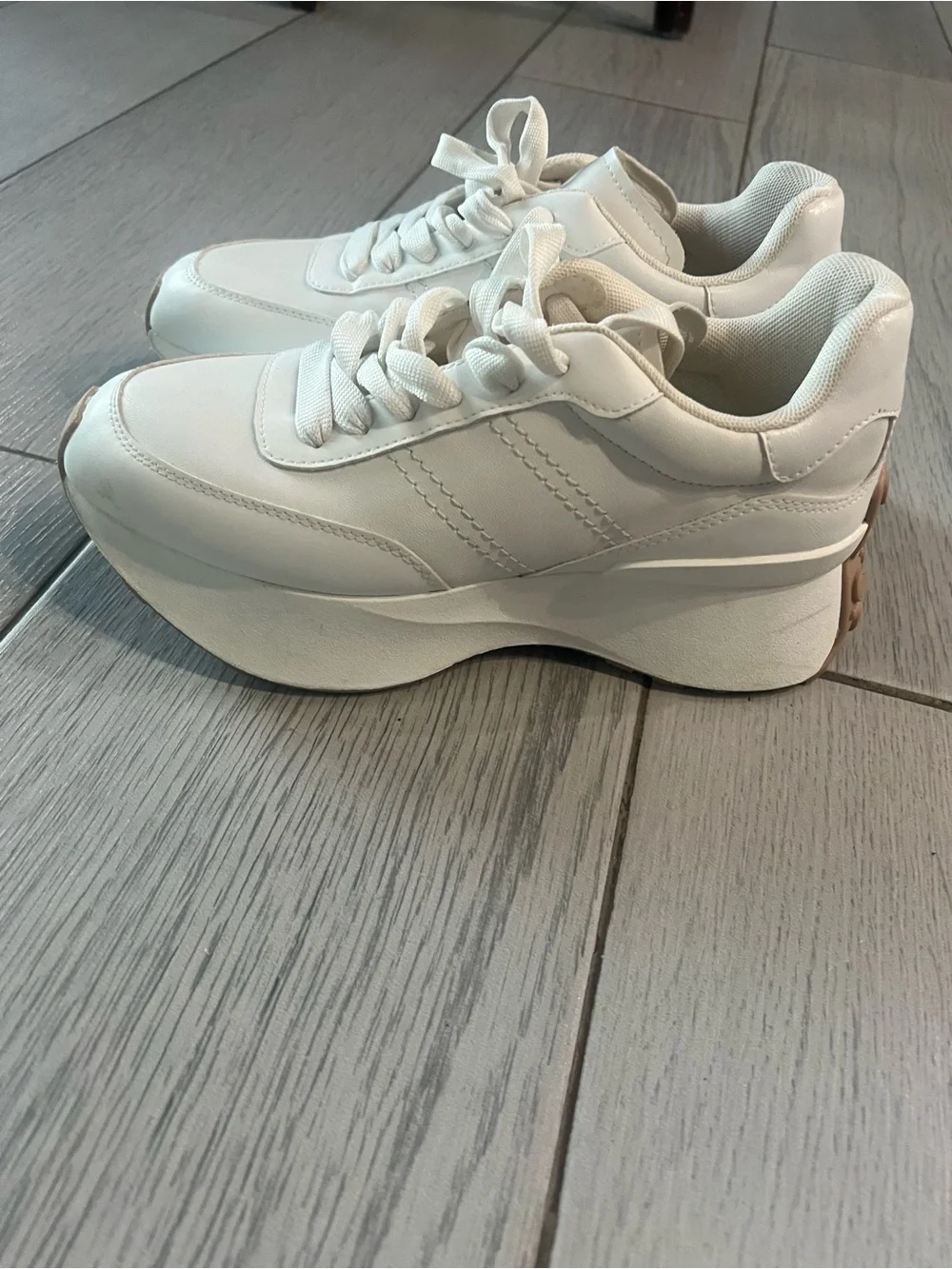 White Platform Women's Lace-Up Sneakers
